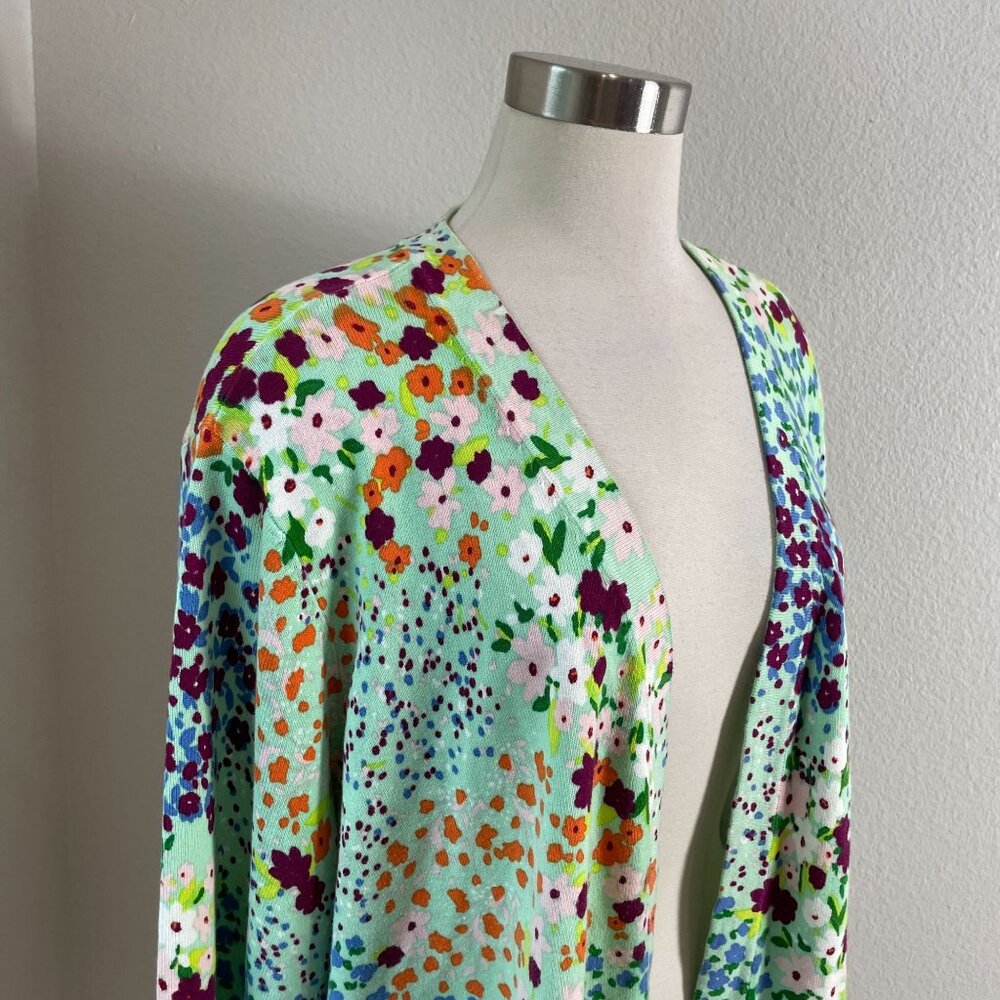 Isaac Mizrahi‎ Live! Womens Plus 4X Floral Open Cardigan Colorful Bolero Knit - Picture 2 of 12